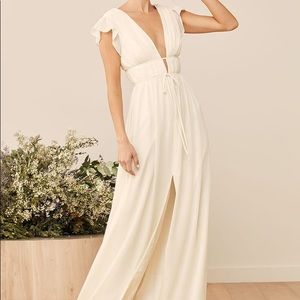 I'm All Yours Cream Ruffled Maxi Dress